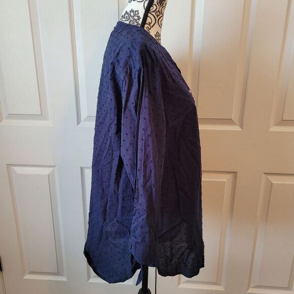 NWT Zac & Rachel woman's blue tie cuff top - Picture 2 of 7